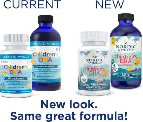 Nordic Naturals Children’s DHA, Strawberry - 360 Mini Chewable Soft Gels, 250 mg Omega-3, 90 Servings
