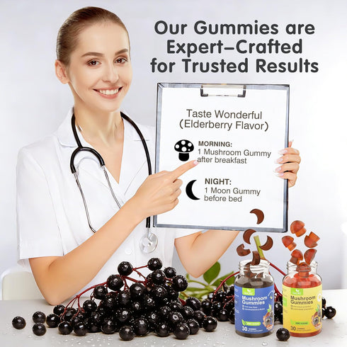 Simlike Gummies (30-Day Mushroom Supplement for Sleep and Energy with Ashwagandha & Lion's Mane, Day & Night