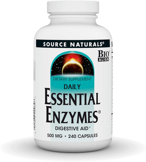 Source Naturals Essential Enzymes 500mg Bio-Aligned Multiple Enzyme Supplement, 240 Capsules, Herbal Defense for