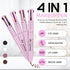 4 in 1 Makeup Pen, Refillable Portable Makeup Set with Colored Eyeliner, Brow & Lip Liner, Highlighter
