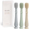 Moonkie Baby Tongue Cleaner, Toddler Toothbrush, Newborn Oral Cleaner Kit for 3 Months+, 3 Pcs (Blue/Mint/Sand)