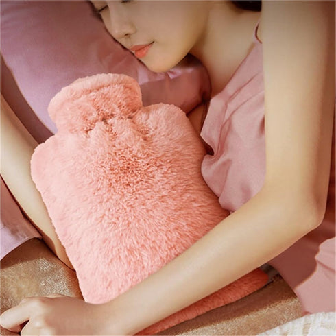 RLPPBMD Bag(Beige,2000ml) Hot Water Bottle Warm Water Bag Filling Hot Water Bag Hand Warmer Compress Stomach Cute Plush