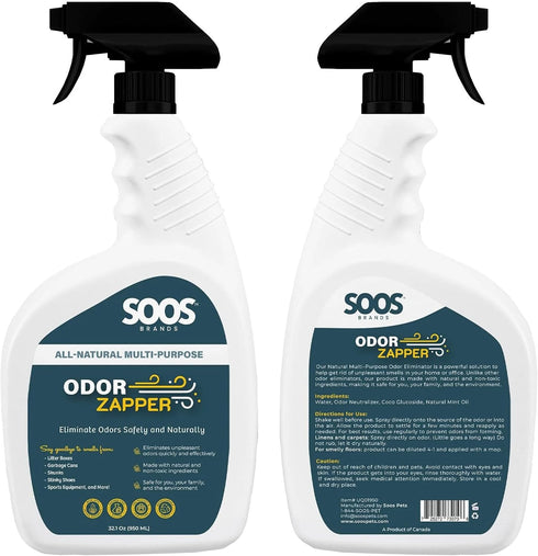 Soos Odor Zapper Multi-Purpose Odor Removal Spray, All Natural Odor Eliminator for Home and Beyond (32.1 oz / 950 ml)