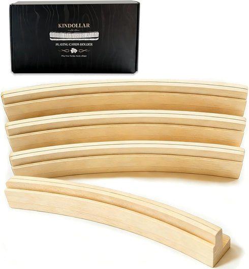Kindollor Kindollar Card Holders for Playing Cards, Wooden 4Pcs Playing Card Holder for
