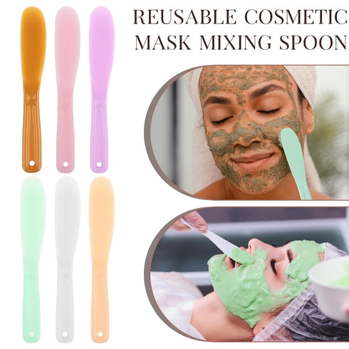 Qianyu 6Pcs Large Makeup Scoops Spatulas - Plastic Cosmetic Spatula Face Mask Spoon Applicator for DIY Creams
