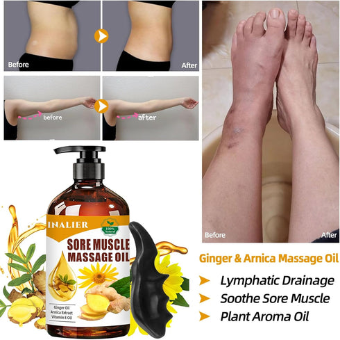 INALIER Sore Muscle Massage Oil,Gift for Husband Dad Boyfriend,Relaxing Massage Oil,Arnica Oil,Massages Oil for Massage