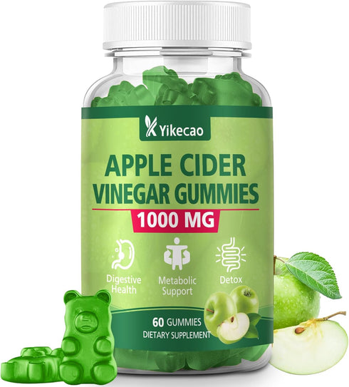 Yikecao Apple Cider Vinegar Gummies, 1000mg ACV Gummies with The Mother & B12,