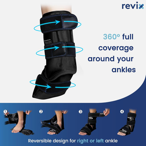 Pack Packs REVIX Ankle Ice Wrap for Foot Discomfort Soothing, Reusable Gel Ice with Cold Compression Therapy, Cold Wrap