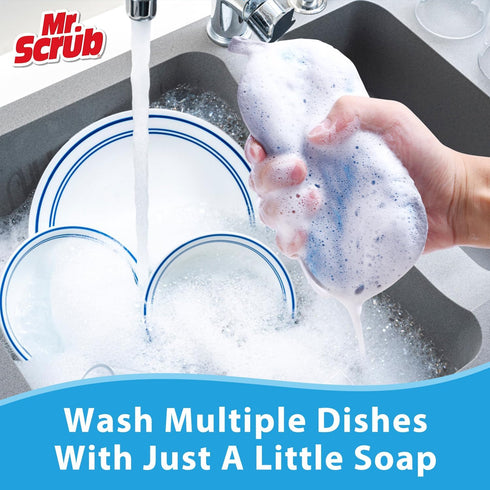 Mr. Scrub Kitchen Dish Sponge, 6-Pack Non Scratch All-Purpose Cleaning Sponges for Dishes and Cookware