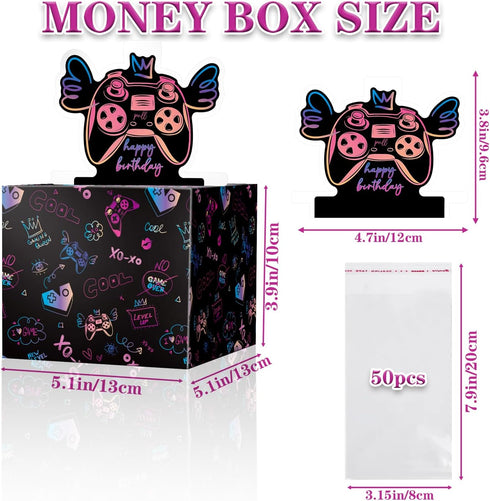 JWSCYSY 50Pcs Black and Pink Birthday Surprise Money Box for Cash Gift Pull, Money Holder Cash Gift, DIY Fun Happy