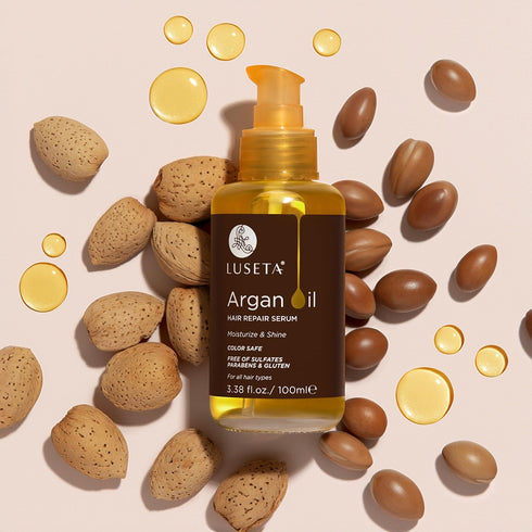 L LUSETA Argan Oil Hair Serum, 100% Pure for Frizzy Control, Repair & Shine, 3.38 Fluid Ounces