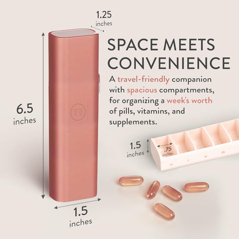 Pretty Pill Box Set - Compact Daily Pill Organizer for Vitamin Management, Travel Essentials for Women & Men - Rose