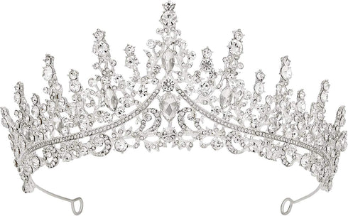 SWEETV Crystal Wedding Tiara for Women, Rhinestone Crown Headband, Royal Princess Hair Accessories for Prom Birthday