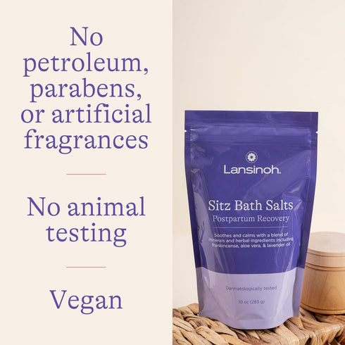Lansinoh Sitz Bath Salts, Postpartum Essentials, 10 Ounce, Soothing Ingredients with Lavender Oil and Aloe Vera