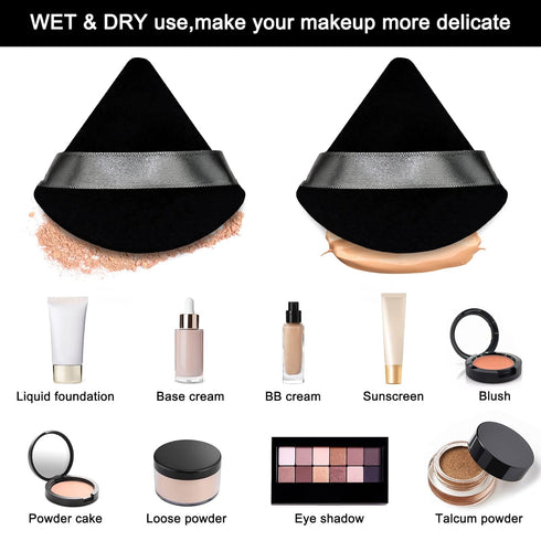 12 Pieces Black Cosmetic Powder Puff, 2.76 Inch Portable Soft Sponge Setting Face Puffs for Loose Powder