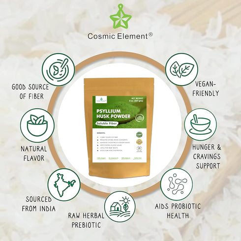 100% Pure Organic Psyllium Husk Powder, Fiber Supplement for Regularity and Keto Baking, 8 oz