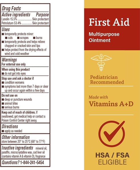 A+D First Aid Ointment - Multipurpose Dry Skin Moisturizer and Skin Protectant, 1.5 Oz (Pack of 3)