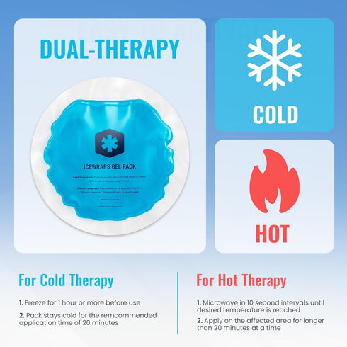 ICEWRAPS Round Ice Packs for Injuries, Reusable Hot and Cold Gel Packs, Pack of 5 - Blue