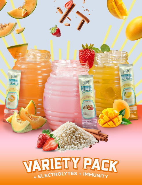 Immunity Pack Packets KLASS VIDA Hydration + Electrolyte Drink Mix Variety with Mango, Strawberry Horchata & Cantaloupe