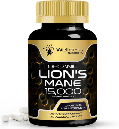 Lions Mane Supplement Capsules, 120 Count, Organic Mushroom Supplement for Memory and Focus