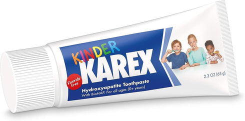 Kinder Karex Hydroxyapatite Kids Toddler Toothpaste, Fluoride Free, Clinically Tested, 2.3 oz