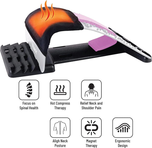 TRAKK Neck Stretcher Cervical Device with Heating Adjustable Neck & Shoulder Relaxer for Neck Pain Relief & Muscle