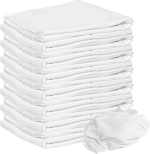 Nabob Wipers (15 Pack) 100% 18"x18" New Lint Free Cloth - Cotton Cleaning Rags Exact Cut - Premium White Rags