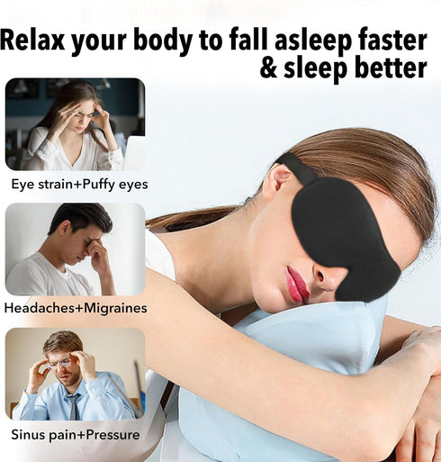 Eye Masks for Sleep, 2pcs Sleep Mask with 3D Contoured Design, Eye Mask for Pressure-Free Comfort (1BLACK)