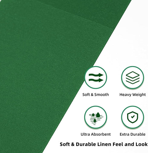 KAMMAK 100 Pack (16.5 16.5 inch) Green Napkin Disposable Cloth Like Dinner Paper Napkins with Pocket Folded Guest Hand