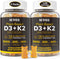 Vitamin D3 5000iu & K2 (as MK7) 200mcg Gummies + 600mg Calcium - High Absorption, Maximum Strength Vitamin D3 K2