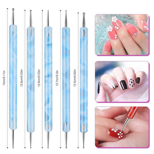 TOROKOM 19Pcs Nail Art Brushes Set, Nail Art Tool for Acrylic Application, Includes Dotting Pens and Gel Brush