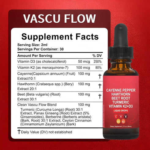 MudetHom 60ml K2 D3 Pepper Drops Supplement Liquid Herbal Supplements Pepper Hawthorn Beet Root Turmeric Curcumin