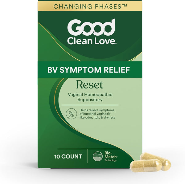 Good Clean Love Reset Homeopathic Vaginal Suppository, Bacterial Vaginosis Treatment for Women,