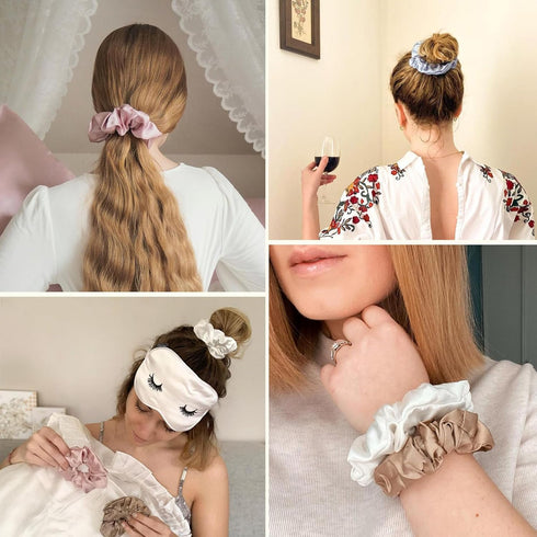 LILYSILK Silk Hair Scrunchies, 100% Mulberry Silk Hair Ties, No Damage, Elastic Holders, 1Pc, Black