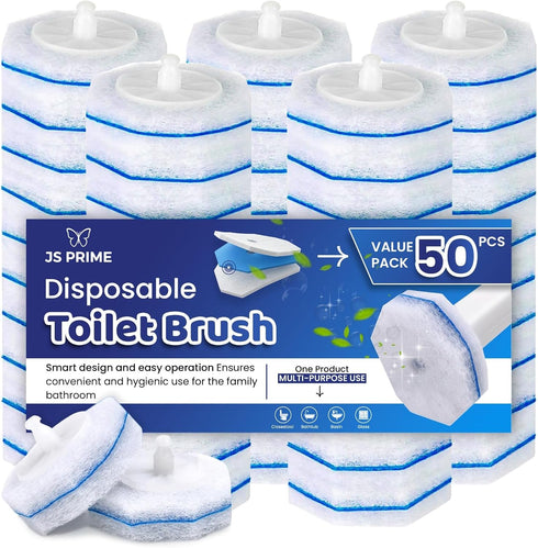 JS PRIME 50 Count Toilet Wand Refills for Clorox Toilet Wand, 5X Cleaning Power,