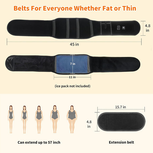 Heated Waist Belt, Cordless Heating Pad for Back Pain Relief, Rechargeable Battery Powered Lower Back Heating