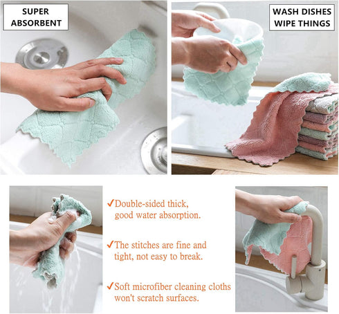Hypermotion Pack 12 Microfiber Cleaning Cloth, Kitchen Towels, Double-Sided Microfiber Towel Lint Free Highly Absorbent