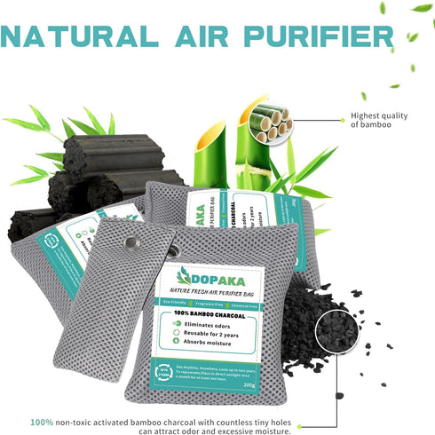Nature Fresh Air Purifier Bags, Activated Charcoal, Moisture Absorber, Odor Eliminator for Home, Pet, Closet