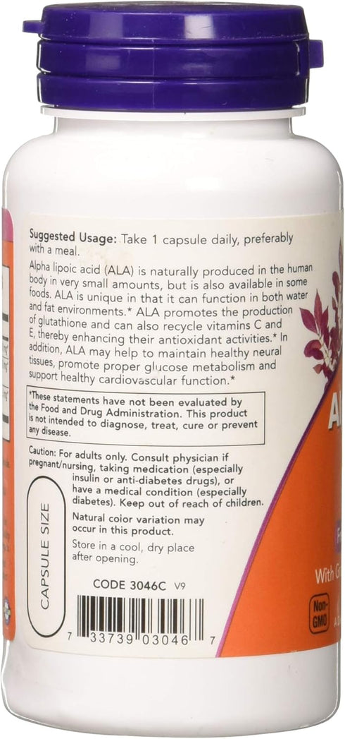 NOW FOODS Alpha Lipoic Acid 600mg Vcaps, 60 CT