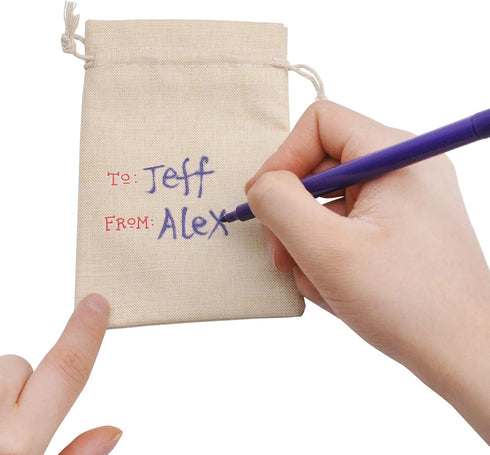 JOYIN 28 Pcs Valentine Drawstring Canvas Bags with 3 Pens, 4x5.75 Inch Pouch for Kids Party Favor