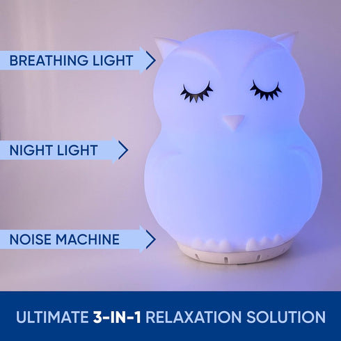 RAINLAX 4-7-8 3 1 Mindfulness 'Breathing Owl' | Guided Visual Meditation Breathing Light | in Device with Night Light