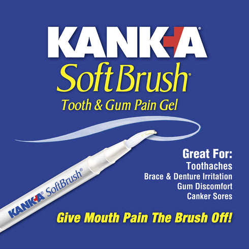 Kank-A Soft Brush Tooth Mouth Pain Gel, Maximum Strength, White, 0.21 Oz, Pack of 3