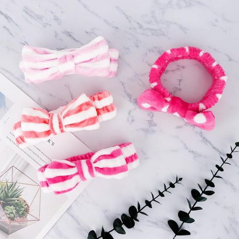 Ondder 8 Pcs Striped Spa Makeup Headband Set, Terry Cloth Face Wash Headband for Women