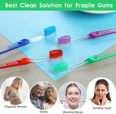 4 Pack Braces Brushes for Teeth, Orthodontic Toothbrush with Interproximal Head, Double Ended Soft Bristles