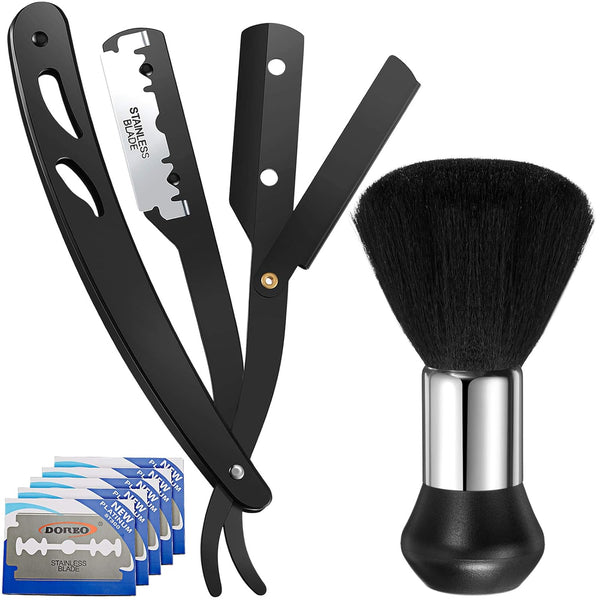 Honoson Professional Straight Razors for Men, Barber Straight Razor Kit with Neck Duster Brush and Blades