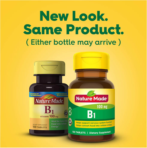 Nature Made Vitamin B1 100 mg, 100 Tablets, Dietary Supplement for Energy Metabolism Support, 100 Day Supply