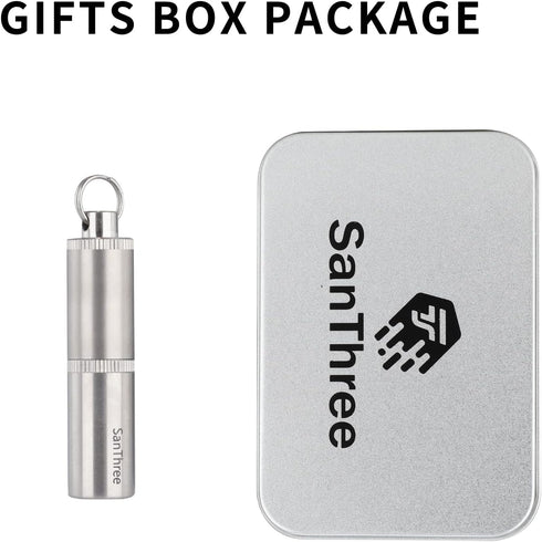 Keychain Pure Titanium Pill Holder - Portable Small 2 Compartment Waterproof Pill Box for Travel Emergency