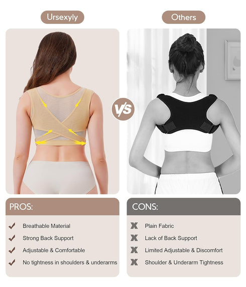 URSEXYLY Upper Back Brace for Women, Breathable Posture Corrector Support Back Straightener for Pain Relief (Beige, XL)