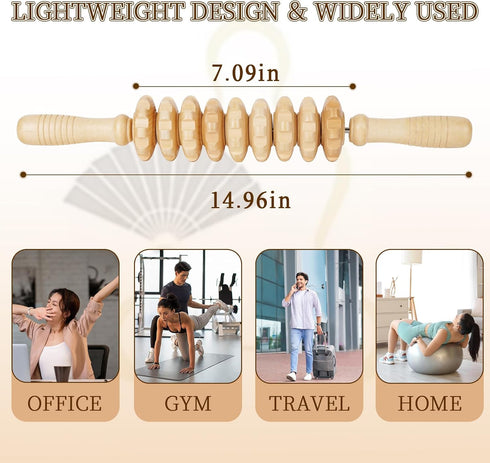 Liitrton Wooden Fascia Massage Roller for Sore Muscle Relief - Trigger Point Therapy Tool