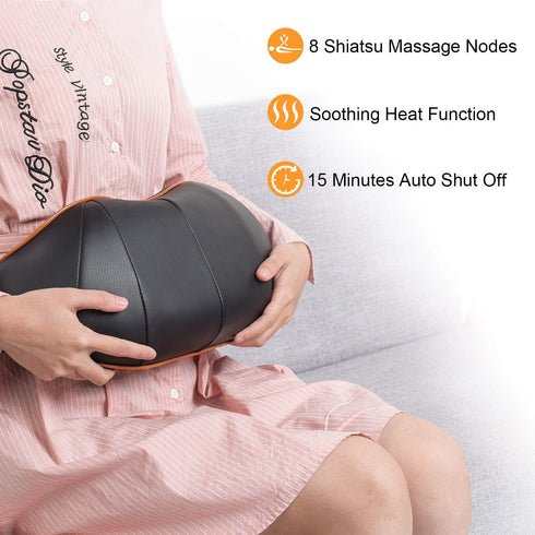 TRIDUCNA Shiatsu Neck Shoulder Back Massager with Heat and Carry Bag - Electric Massage Pillow with Deep Tissue